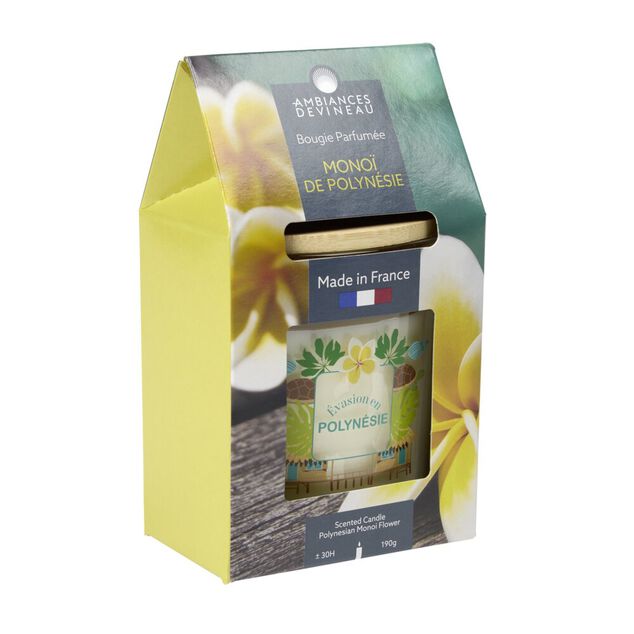 Bougie parfum&eacute;e Ambiances Devineau 2 m&egrave;ches Polyn&eacute;sie senteur mono&iuml; 30H
