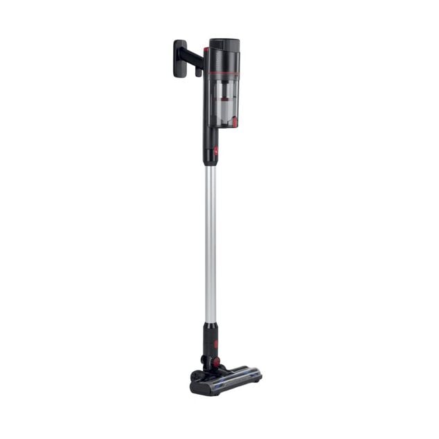 Aspirateur balai sans fil 6 accessoires CleanMaxx noir et rouge H109cm