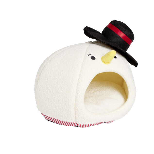 Niche chien ou chat forme t&ecirc;te bonhomme de neige blanc &Oslash;41cm