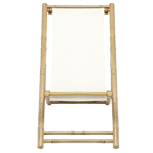 Chilienne pliante Laos bambou et tissu beige 121x60xH67cm