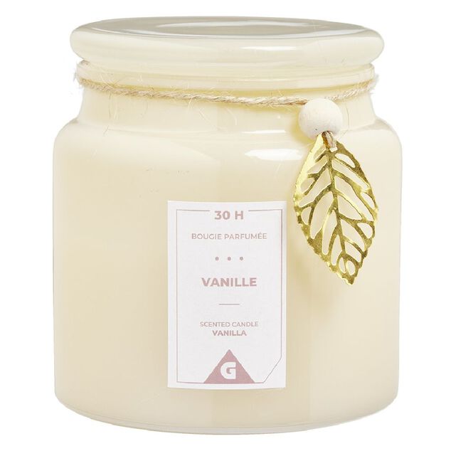 Bougie parfum&eacute;e dans bonbonni&egrave;re senteur vanille 30H