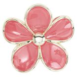 Pince cheveux fleur marguerite plastique rose contour m&eacute;tal dor&eacute; L8cm