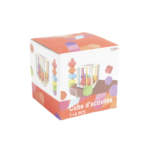 Jeu de motricit&eacute; fine cube et formes 6 pi&egrave;ces 11x11x11cm