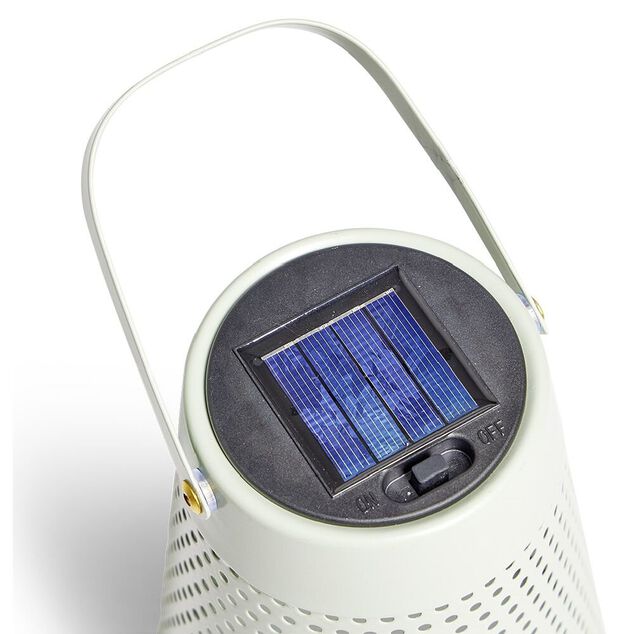 Lampe nomade solaire Faro m&eacute;tal perfor&eacute; vert &Oslash;12,8xH20cm