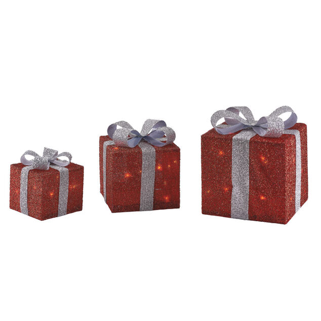 Cadeau lumineux rouge solaire 40 LED intérieur extérieur x3