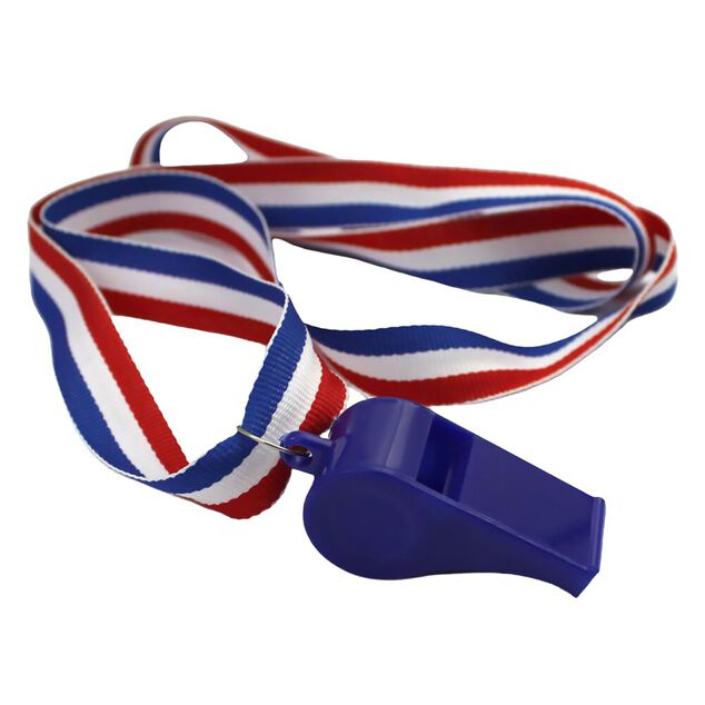 Sifflet Cocorico plastique bleu blanc rouge L10cm