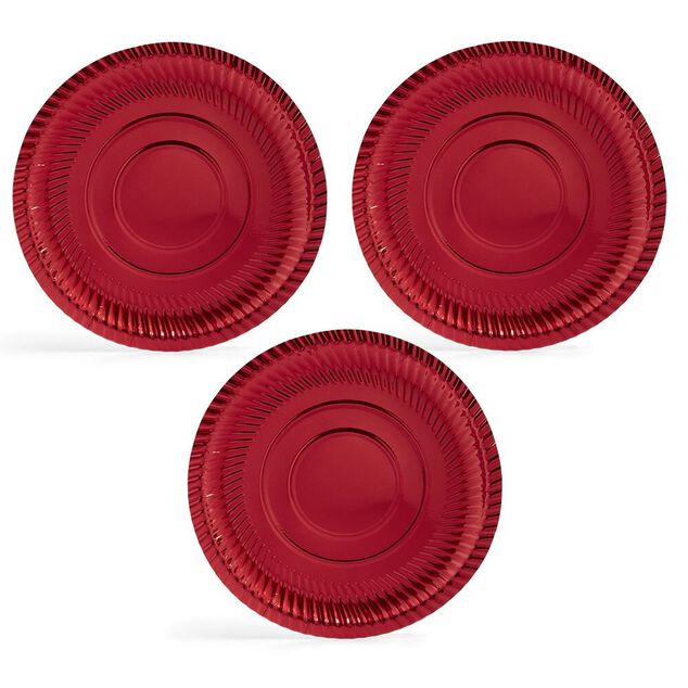 Plateau pr&eacute;sentation carton rouge m&eacute;tallis&eacute; x3