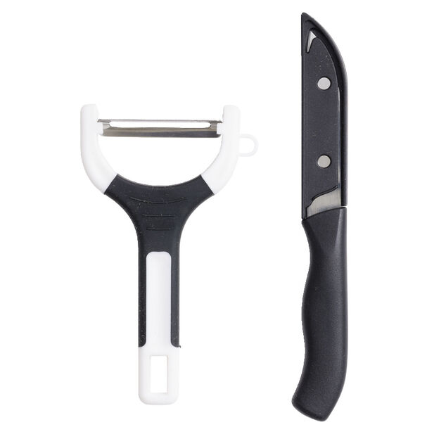 Set couteau et &eacute;plucheur inox et plastique - 3 mod&egrave;les