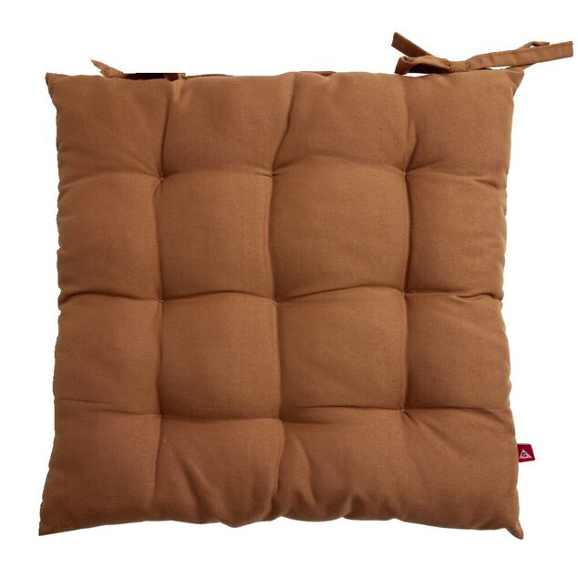 Coussin de chaise marron 40x40cm à nouettes