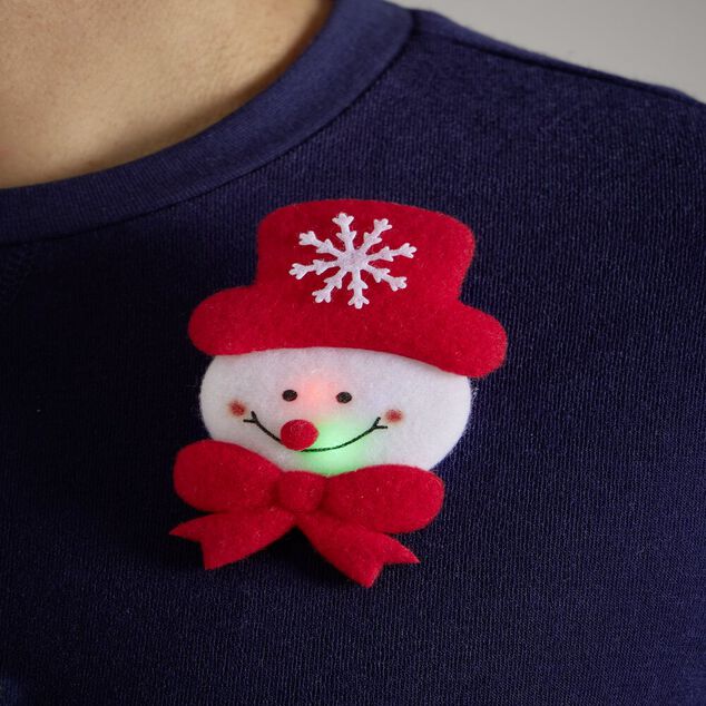 Badge lumineux No&euml;l rouge et blanc (4 mod&egrave;les)