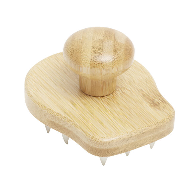 Brosse stimulante cuir chevelu bambou et plastique 9,5x8xH6cm
