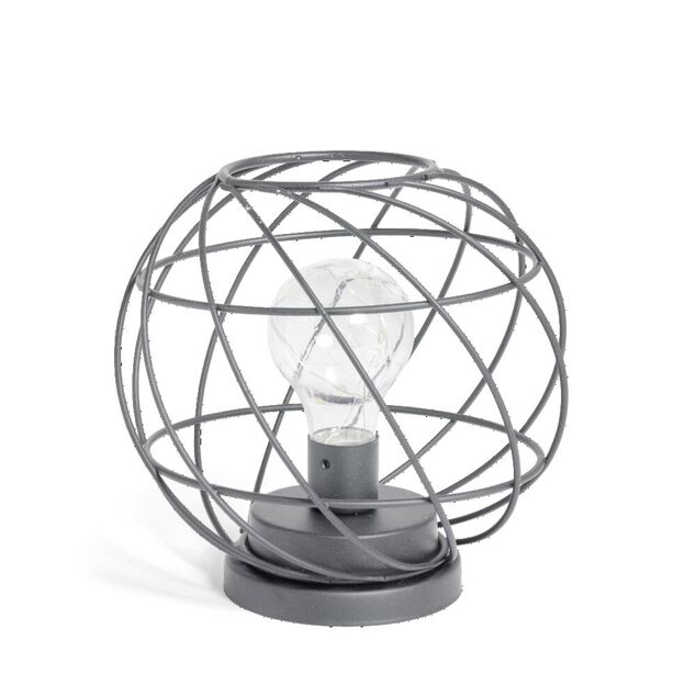 Lanterne LED sph&egrave;re ajour&eacute;e m&eacute;tal noir &Oslash;16xH17cm