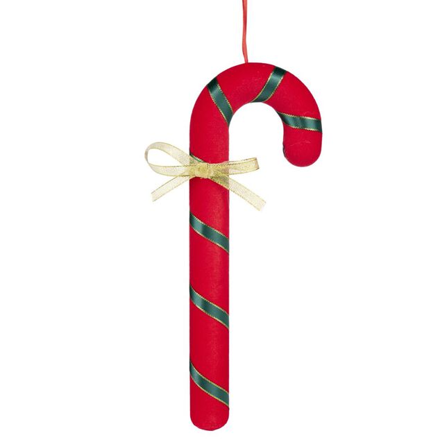 Bonbon de No&euml;l rouge brillant &agrave; suspendre H30cm (2 mod&egrave;les)
