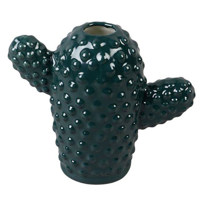 Vase d&eacute;coratif cactus dolomite vert 18x8,5xH16cm