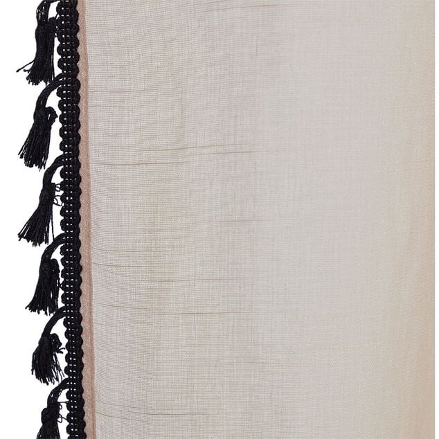Voilage polyester 140x240cm bordure pompons noir