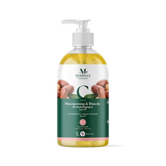 Gel douche shampoing dermatologique argan bio Mess&eacute;gu&eacute; 1L