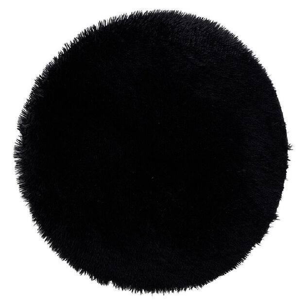 Tapis rond shaggy noir Ø80 cm