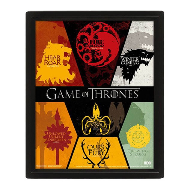 Cadre photo 3D embl&egrave;mes Game of Thrones