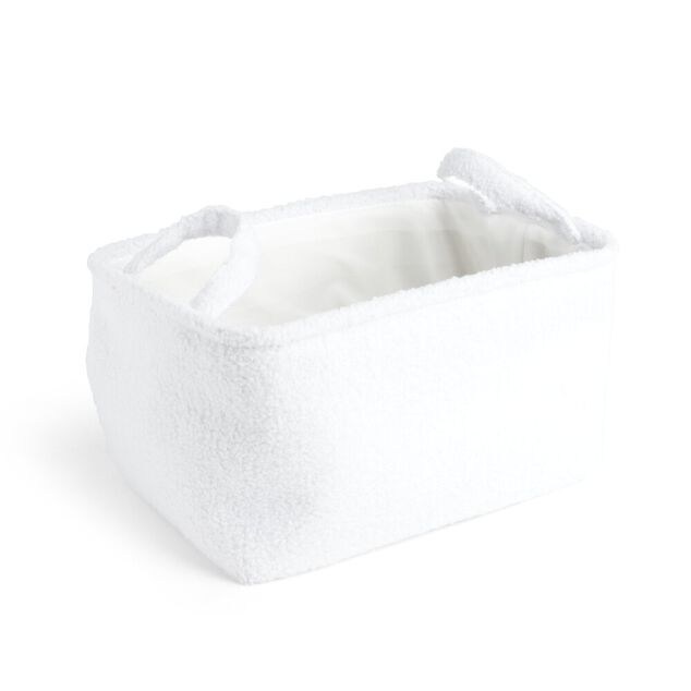Pani&egrave;re laine boucl&eacute;e blanche 36x26xH20cm