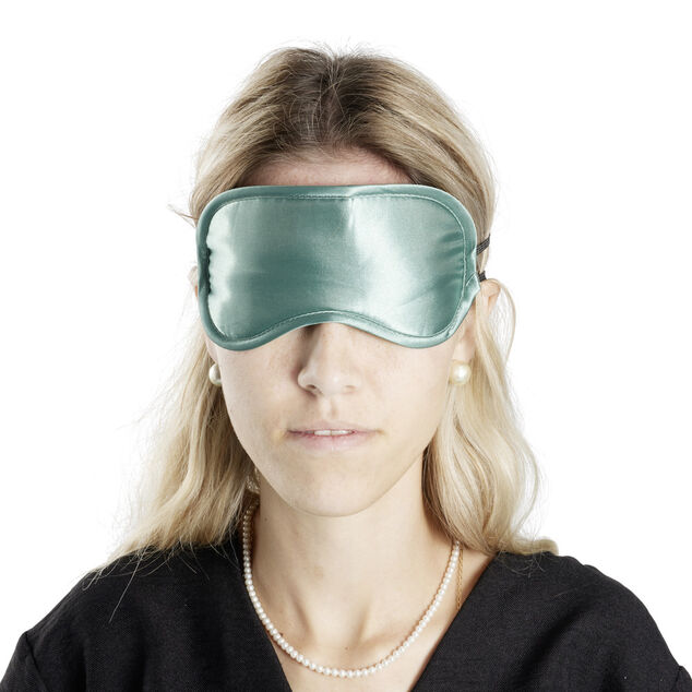 Masque de nuit et de sommeil satiné bleu 8,5x18,5cm