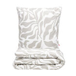 Parure de lit 1 personne 140x200cm polyester motif feuillage beige et blanc