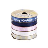 Ruban Noël x5 en tissu thème boréal 2m