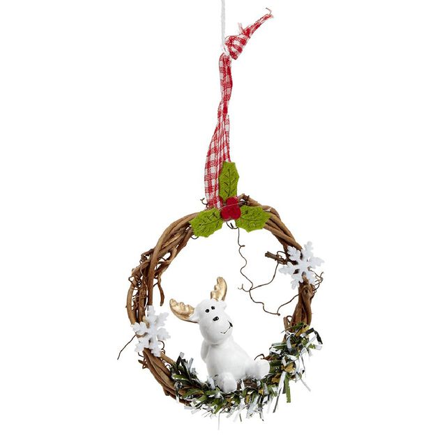 Couronne en bois &agrave; suspendre No&euml;l