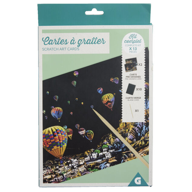 Kit cr&eacute;atif cartes &agrave; gratter - 2 mod&egrave;les