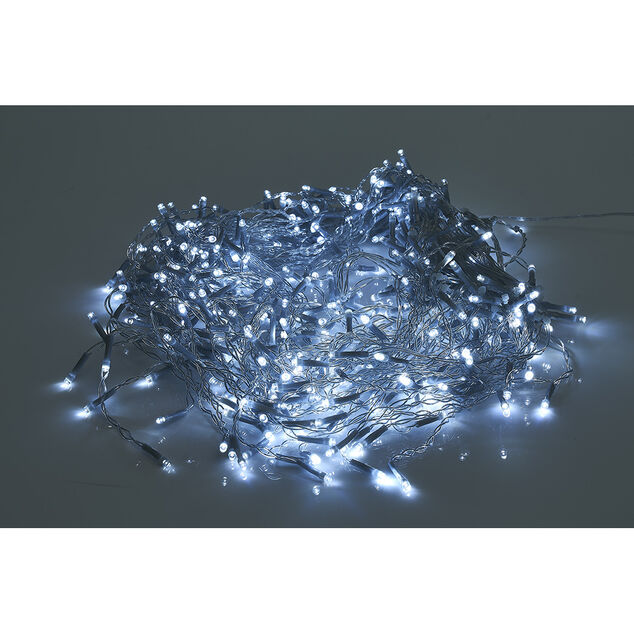 Guirlande solaire bordure de toit 400 LED blanc froid clignotant 14,8m