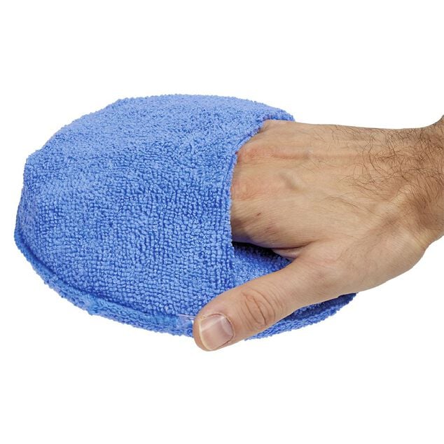Bloc &eacute;ponge ronde microfibre bleu 15x15cm x2