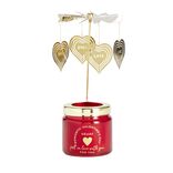 Bougie Saint Valentin dans verre rouge couvercle dor&eacute; &Oslash;6xH6cm