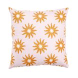 Coussin carr&eacute; Indie motif soleil 40x40cm (2 mod&egrave;les rose ou bleu)