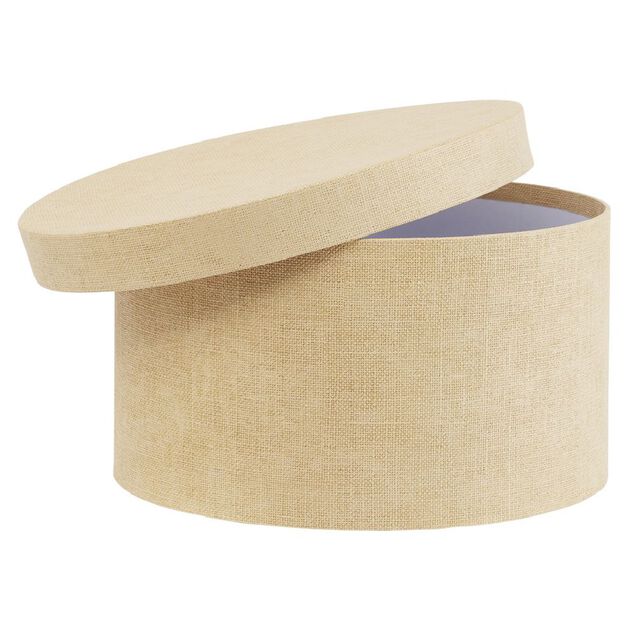 Bo&icirc;te de rangement ronde beige &Oslash;15xH9cm