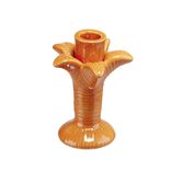 Bougeoir c&eacute;ramique forme palmier orange &Oslash;10xH12,5cm