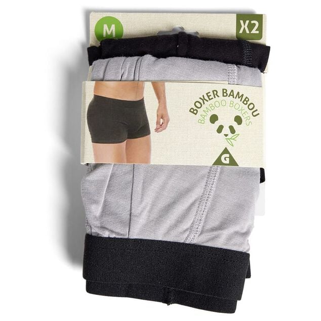 Lot de 2 boxers homme taille M bambou et &eacute;lasthanne noir