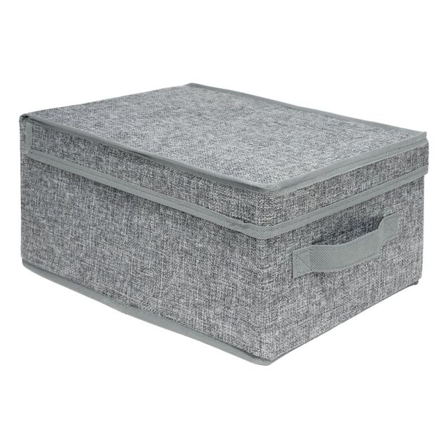Bo&icirc;te de rangement tissu tiss&eacute; avec couvercle 37x25xH16cm (2 mod&egrave;les)
