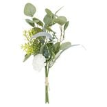 Piquet fleur artificielle et eucalyptus &Oslash;15xH37cm blanc