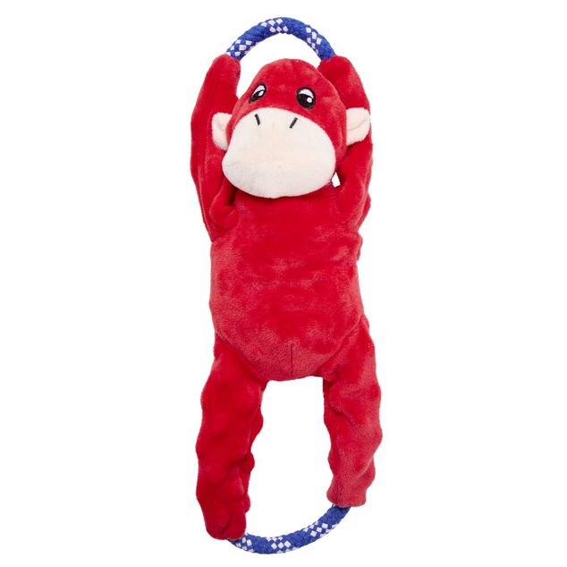 Jouet pour chien XL peluche rouge avec corde L32cm
