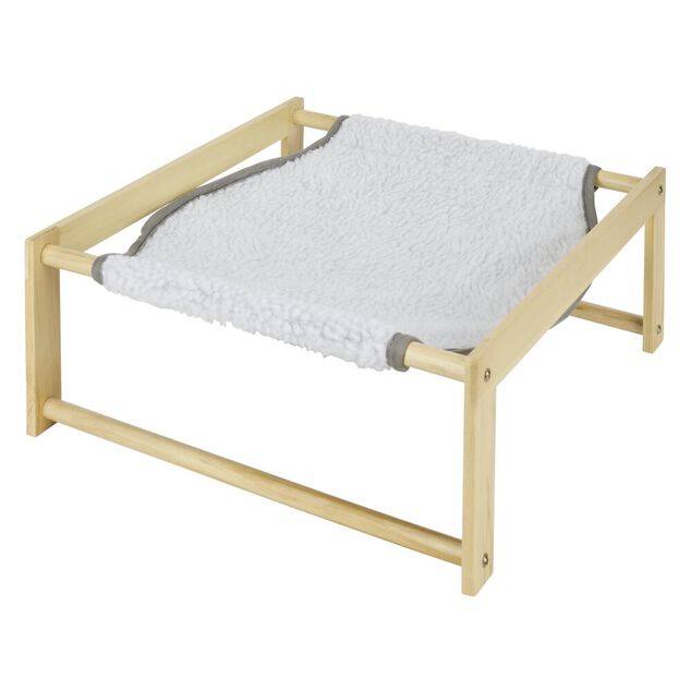 Lit hamac pour animaux en pin et polyester beige/gris - 37x39xH.15cm