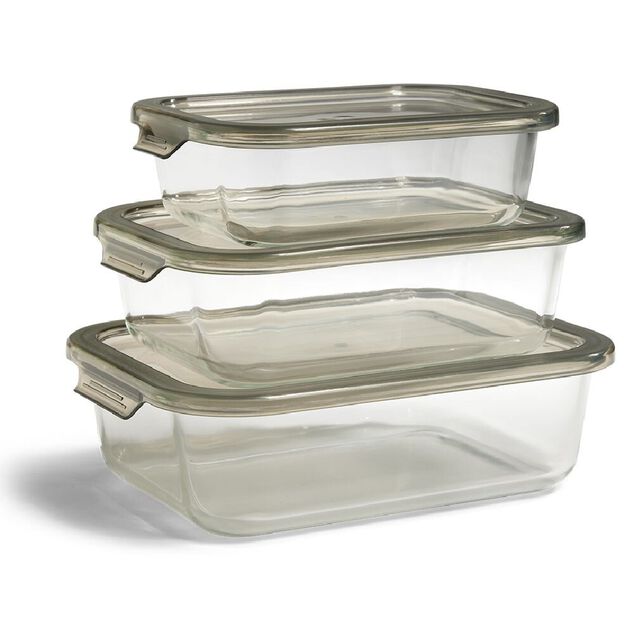Bo&icirc;te alimentaire en verre avec couvercle &eacute;tanche &agrave; clips 1L