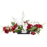 Raquette fleur artificielle L80cm rouge et blanc