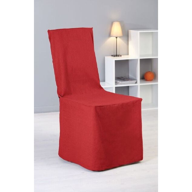 Housse de chaise &agrave; nouettes rouge uni