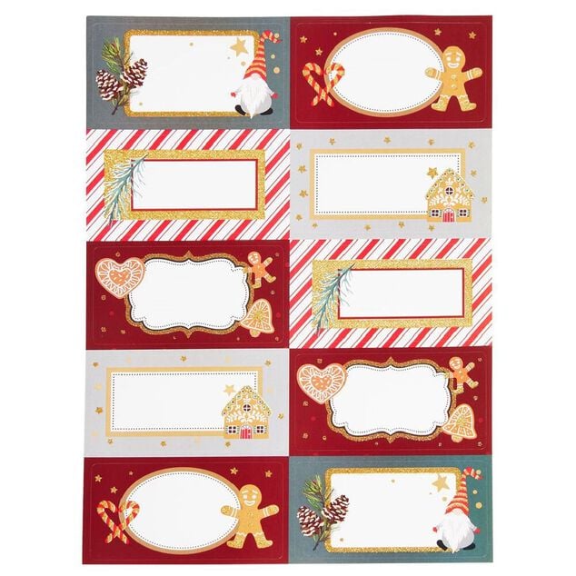 &Eacute;tiquette paquet cadeau paillette x10 (12 mod&egrave;les)