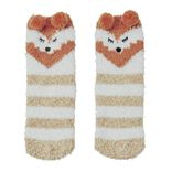 Coffret chaussettes en maille doudou motif rayé beige marron