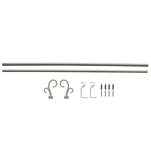 Kit Tringle &agrave; rideau extensible 95-180 cm embouts crosse blanc