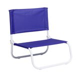Chaise de plage acier et textil&egrave;ne bleu 44x42xH48cm