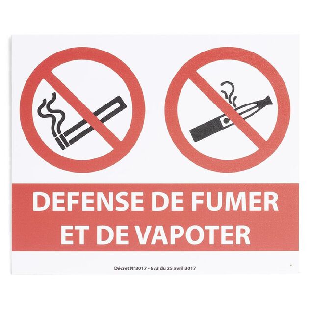 Plaque signalétique "Défense de fumer et de vapoter" - 24x20 cm