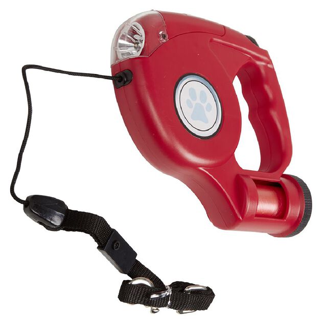 Laisse enrouleur distributeur de sac et lampe LED (2 mod&egrave;les)