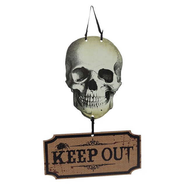 D&eacute;coration de porte Halloween t&ecirc;te de mort