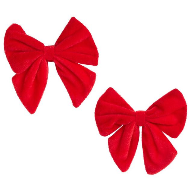 Noeud de No&euml;l velours rouge x2 - 12xH13cm